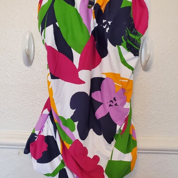 Anne Cole‎ Women's High Neck Tankini Swim Top Colorful Size Small X Back Straps - Picture 2 of 14